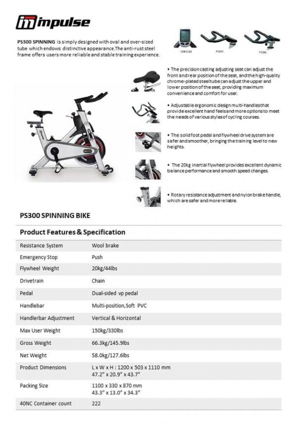 Spinning Bike Impulse PS300 Commercial Cycle